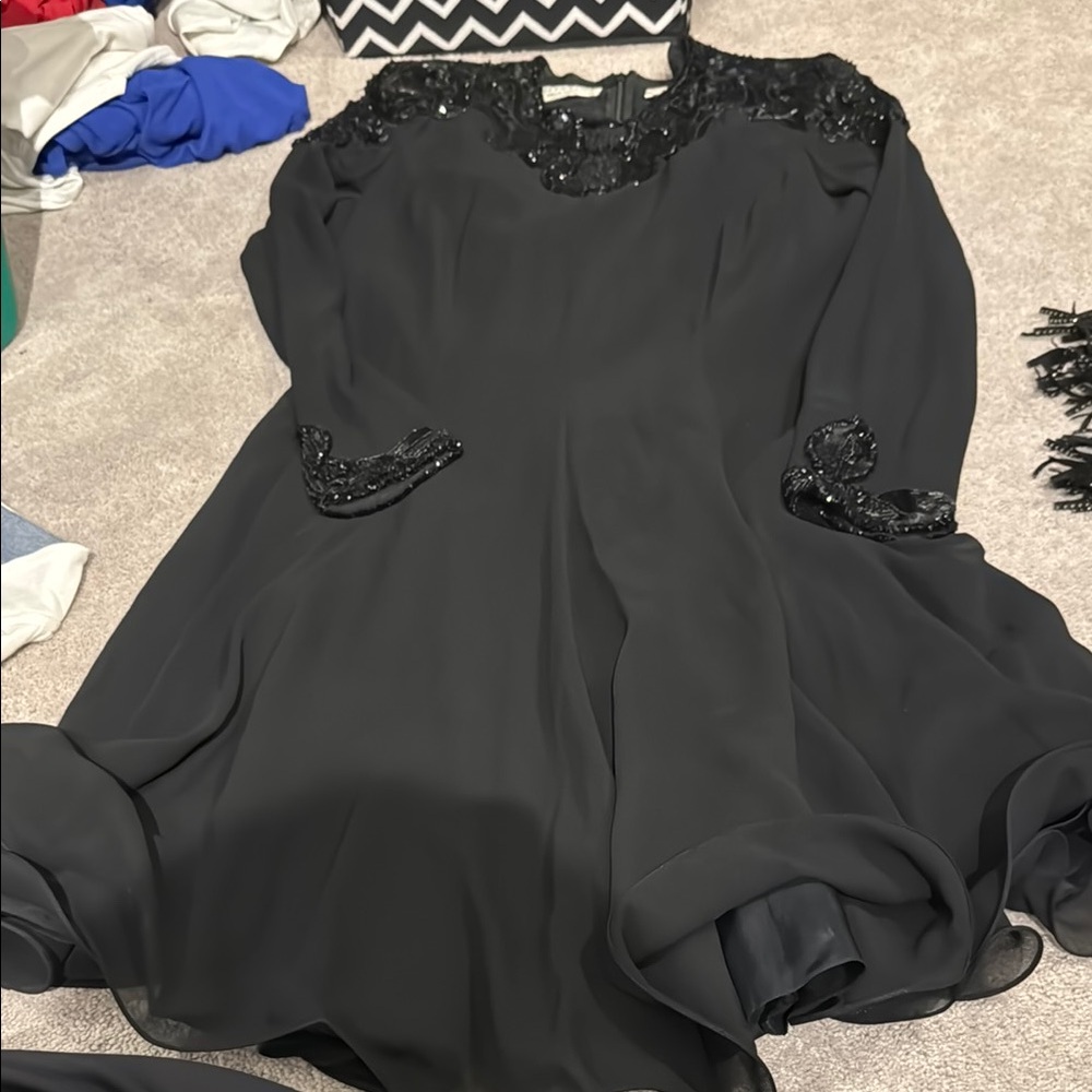 Niteline Black Ruffled Cocktail Dress
